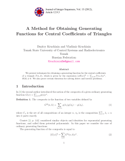 A Method for Obtaining Generating Functions for Central