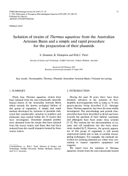 Isolation of strains of Thermus aquaticus from the Australian Artesian