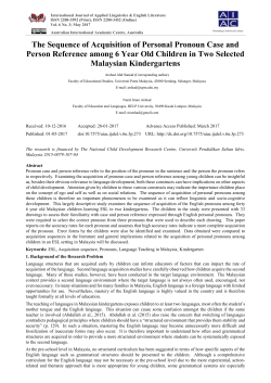 The Sequence of Acquisition of Personal Pronoun Case and Person