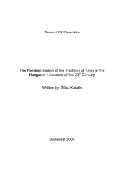 The Reinterpretation of the Tradition of Tales in the Hungarian