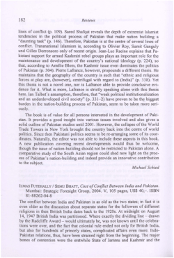 182 Reviews lines of conflict (p. 109). Saeed Shafqat reveals the