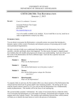 CHTH 206/306: T - University of Otago