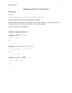 Matlab Basics - WVU Math Department