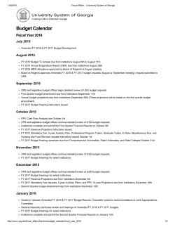 Budget Calendar - Armstrong State University