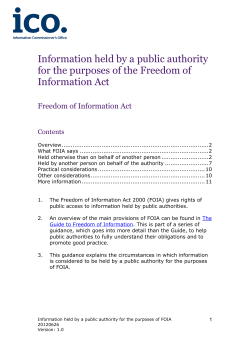 ICO lo Information held by a public authority for the purposes of the