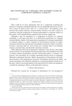 The Centenary of a Mistake: One Hundred Years of Corporate