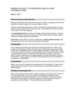 MINORS` ACCESS TO CONFIDENTIAL HEALTH CARE IN