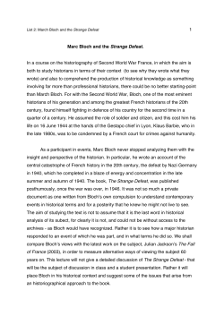Marc Bloch and the Strange Defeat