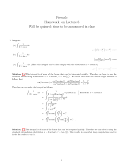 Freecalc Homework on Lecture 6 Will be quizzed: time to