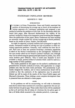 STATIONARY POPULATION METHODS KENNETH P. VEIT