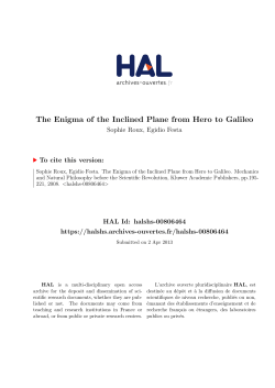 The Enigma of the Inclined Plane from Hero to Galileo - Hal-SHS