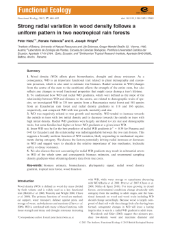 Strong radial variation in wood density follows a uniform pattern in