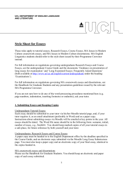 Style Sheet for Essays