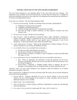 POWERS AND DUTIES OF THE TOWN BOARD CHAIRPERSON