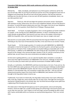 Transcript of DBS third-quarter 2016 results conference