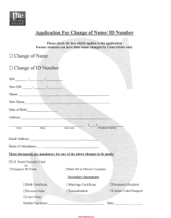 Application for Change of Name/ID Number