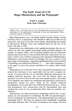 The Early Years of 1/0: Hugo Munsterberg and the Polygraph