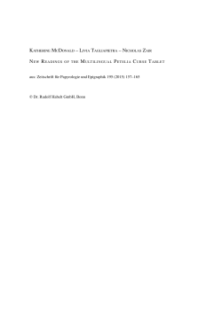 New readings of the multilingual Petelia curse tablet