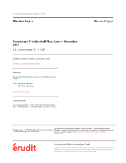 Canada and The Marshall Plan, June – December