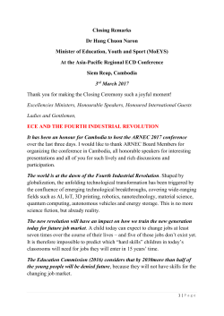 Closing Remarks Dr Hang Chuon Naron Minister of Education