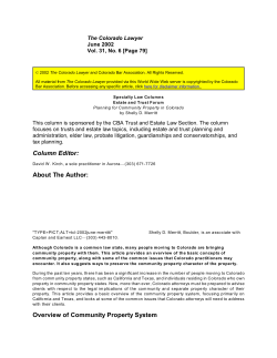 Author, Planning for Community Property in Colorado, The Colorado