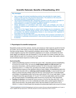 Scientific Rationale: Benefits of Breastfeeding. 2012