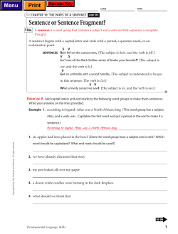 Sentence or Sentence Fragment?