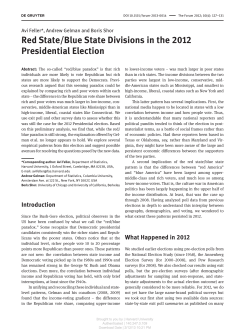 Red State/Blue State Divisions in the 2012 Presidential Election