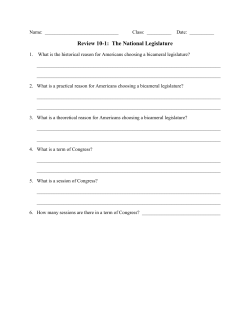 Review 10-1: The National Legislature