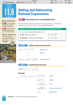 Adding and Subtracting Rational Expressions