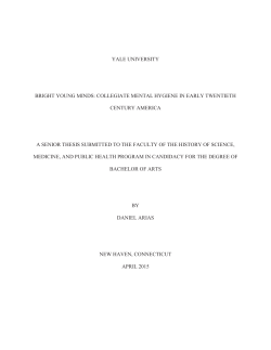 Collegiate Mental Hygiene in Early Twentieth Century America