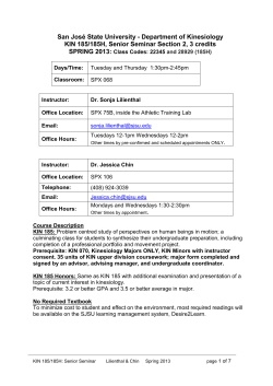 KIN 185 Senior Seminar Section 2