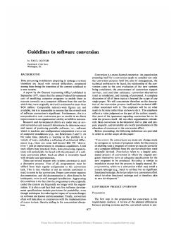 Guidelines to software conversion