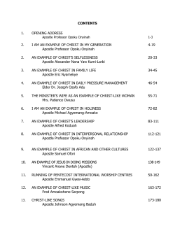 CONTENTS 1. OPENING ADDRESS 2. I AM AN EXAMPLE OF