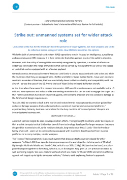 Strike out: unmanned systems set for wider attack role