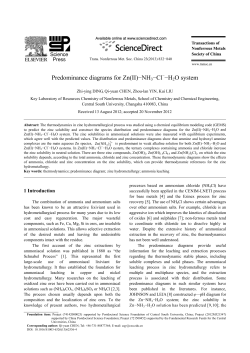 Predominance diagrams for Zn(II)&minus;NH3&minus;Cl&minus;&minus;H2O system