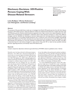 Disclosure Decisions: HIV-Positive Persons Coping With
