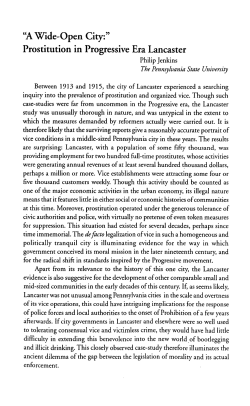 "A Wide-Open City:" Prostitution in Progressive Era Lancaster