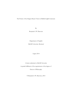 The Poetics of the Elegiac Dream Vision in