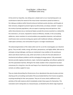 Good Robot: A Short Story &copy;William Leiss 2014