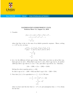 MATHEMATICS ENRICHMENT CLUB. Solution Sheet 13, August 15