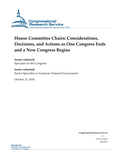 House Committee Chairs: Considerations