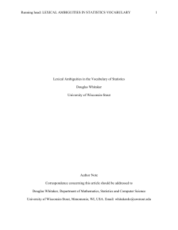 LEXICAL AMBIGUITIES IN STATISTICS VOCABULARY 1 Lexical