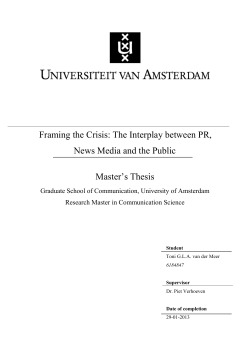 Framing the Crisis: The Interplay between PR, News - UvA-DARE