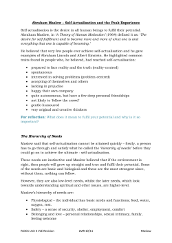Abraham Maslow &ndash; Self-Actualisation and the Peak