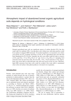 atmospheric impact of abandoned boreal organic agricultural soils