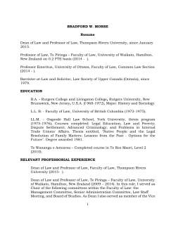 1 BRADFORD W. MORSE Resume Dean of Law and Professor of