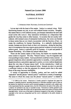 Natural Law Lecture 2006 NATURAL JUSTICE