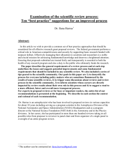 Examination of the scientific review process: Ten &ldquo;best practice
