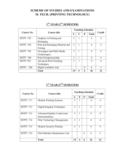 SCHEME OF STUDIES AND EXAMINATIONS M. TECH. (PRINTING